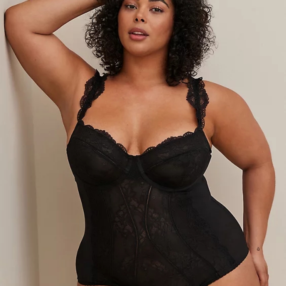 UNDERWIRE UNLINED BODYSUIT - LACE BLACK
